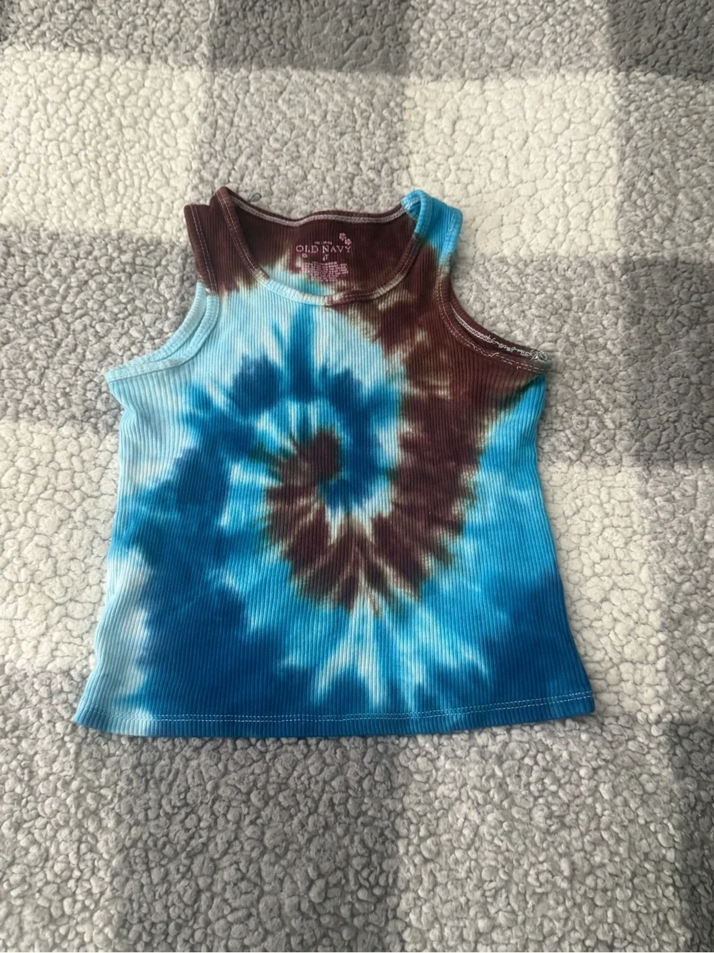 Old Navy Blue & Brown Tie-Dye Ribbed Tank Top